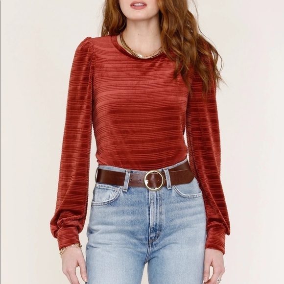 Heartloom Sangria Rust Somi Velvet Sweatshirt Top Size Size XS - Picture 1 of 7
